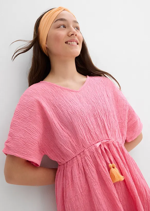 Robe caftan en coton froissé, bonprix