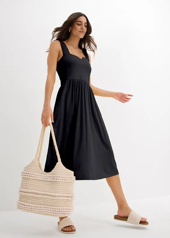 Robe l&eacute;g&egrave;rement &eacute;vas&eacute;e en jersey coton et viscose, bonprix