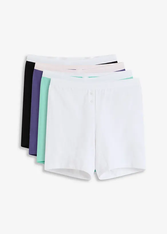 Lot de 4 boxers femme coton mi-longs, bonprix