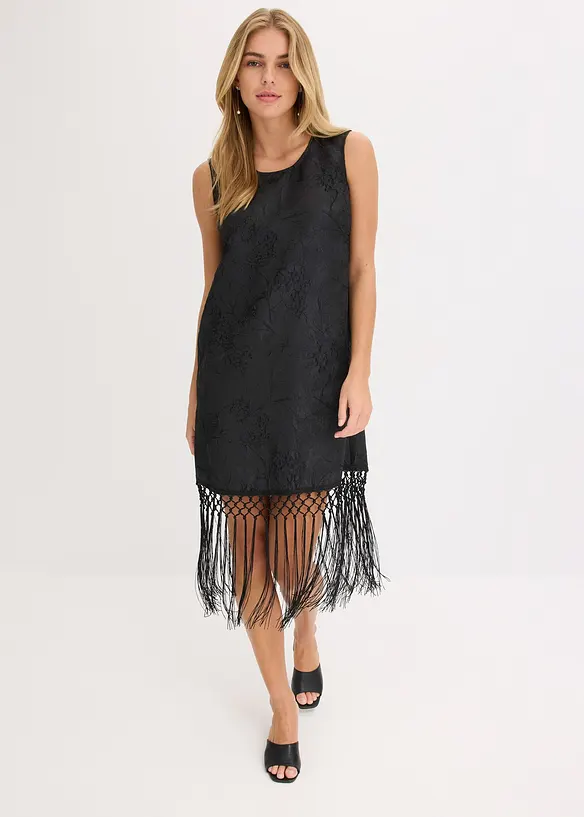 Robe courte &agrave; franges, bonprix