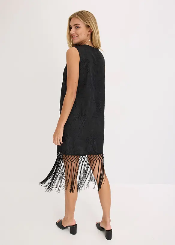 Robe courte &agrave; franges, bonprix