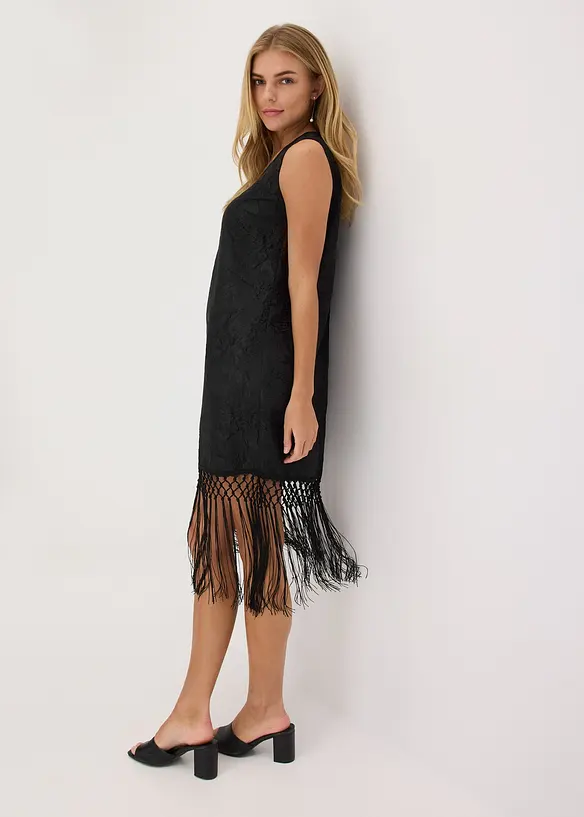 Robe courte &agrave; franges, bonprix