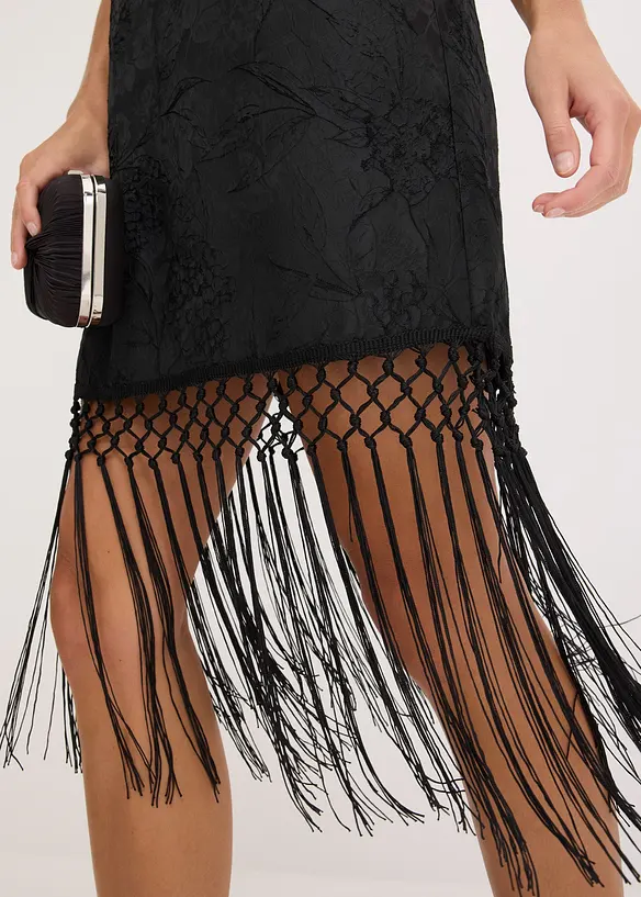 Robe courte &agrave; franges, bonprix