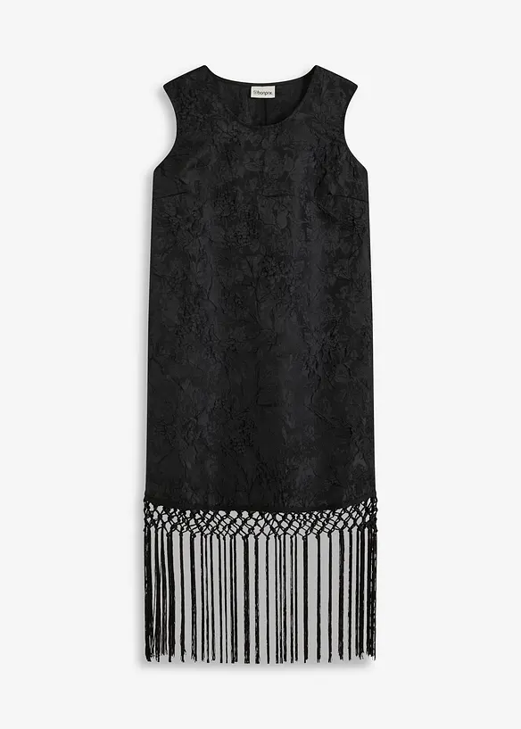 Robe courte &agrave; franges, bonprix