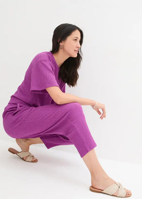 Pantalon en jersey texturé, bonprix