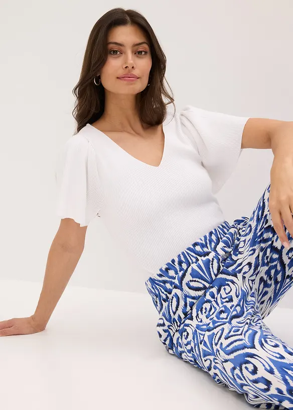 Pull côtelé en viscose mélangée, bonprix