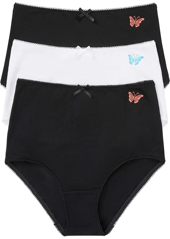 Lot de 3 slips coton taille haute, bonprix