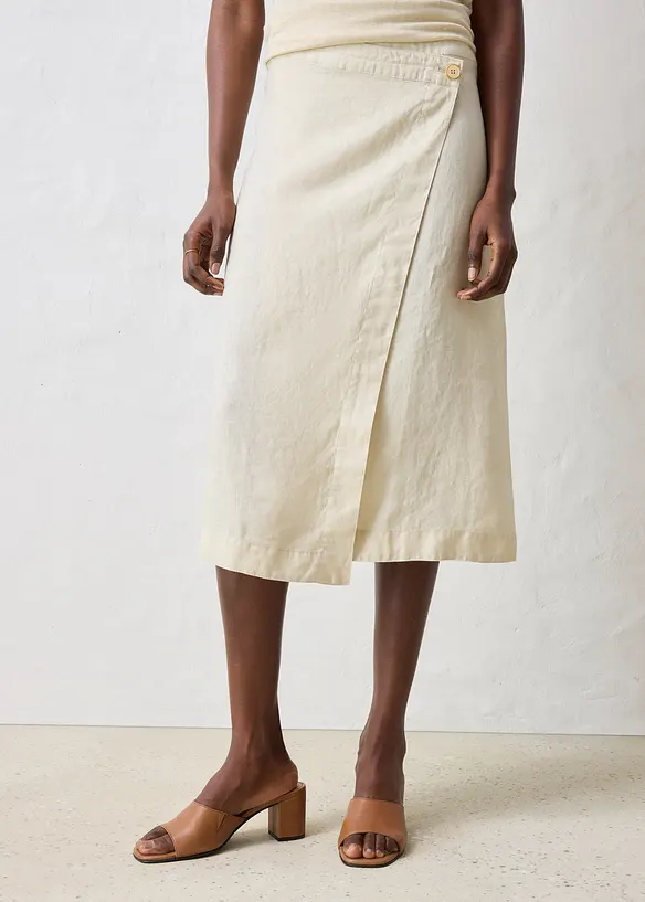 Jupe portefeuille 100 % lin, bonprix