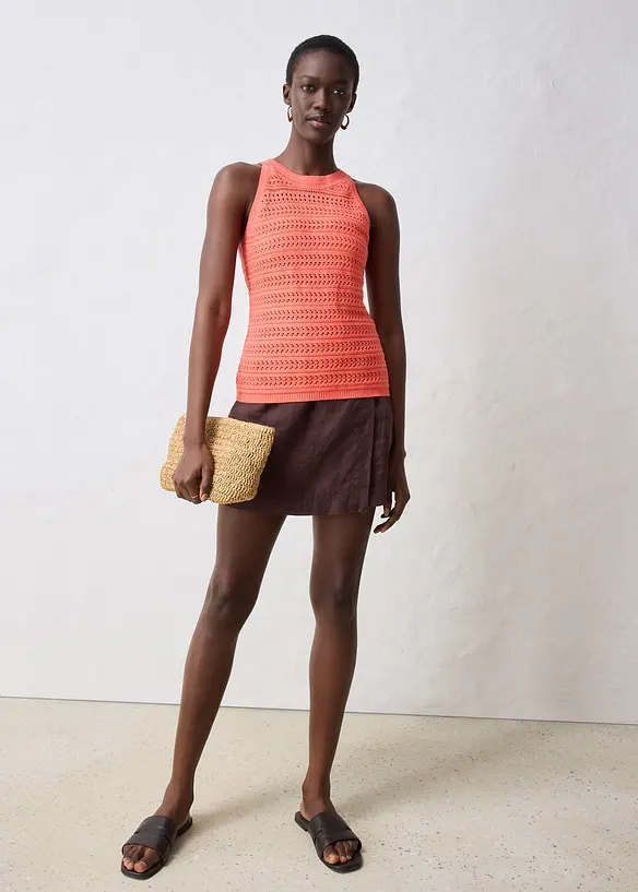 Top en maille ajourée avec lin, bonprix