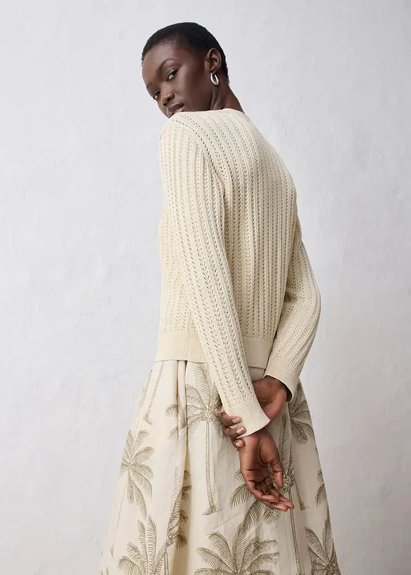 Gilet en maille ajourée avec lin, bonprix