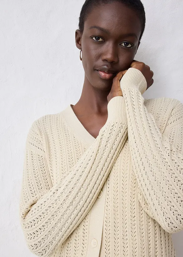 Gilet en maille ajourée avec lin, bonprix