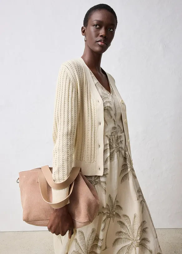 Gilet en maille ajourée avec lin, bonprix