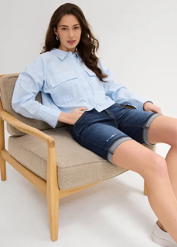 Bermuda en jean, taille mi-haute, bonprix