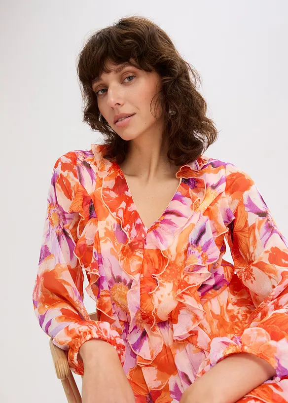 Robe en crêpe à volants, bonprix