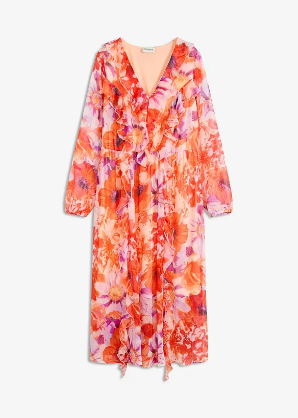 Robe en crêpe à volants, bonprix