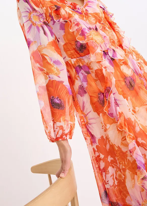 Robe en crêpe à volants, bonprix