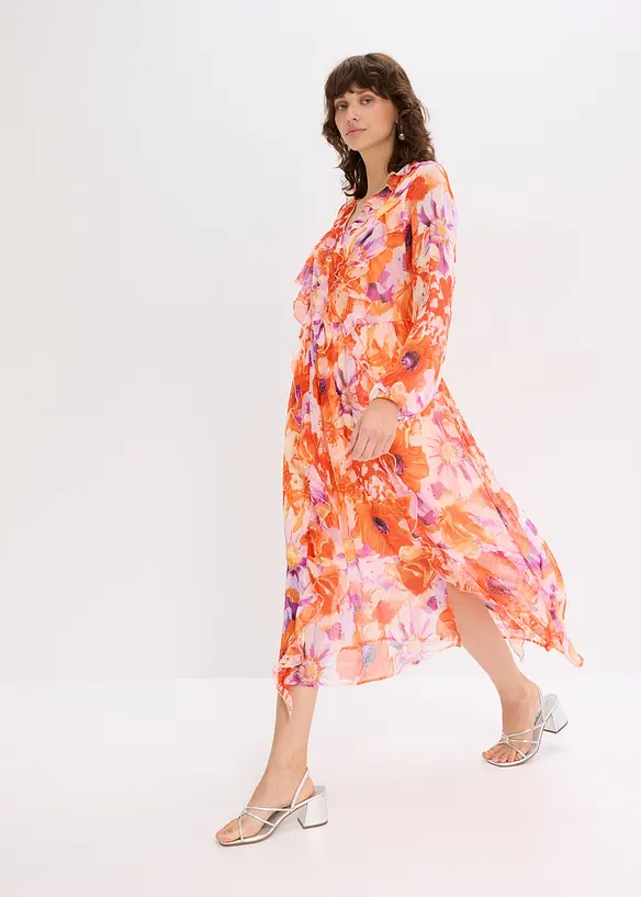 Robe en crêpe à volants, bonprix