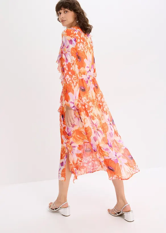 Robe en crêpe à volants, bonprix