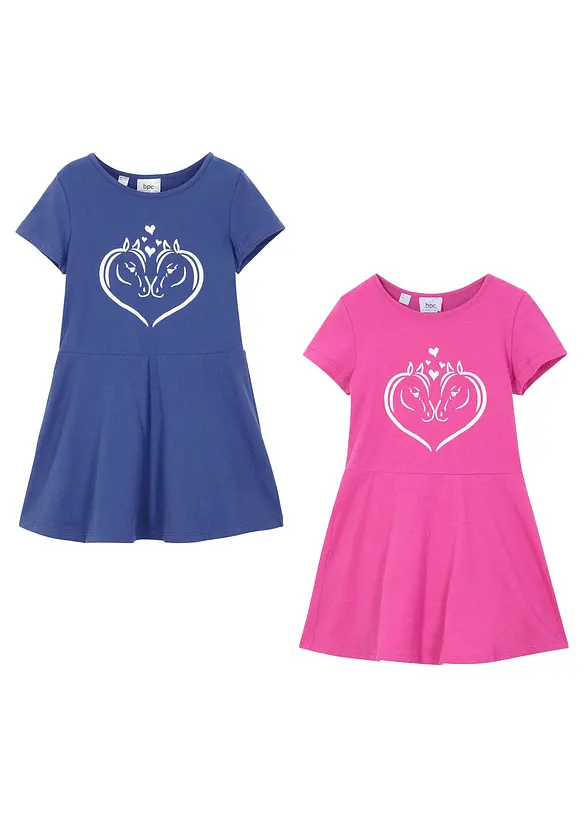 Lot de 2 robes en jersey 100% coton, bonprix