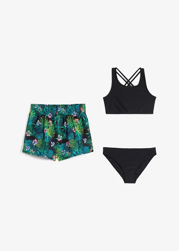 Bikini et jupe paréo (ens. 3 pces), bonprix