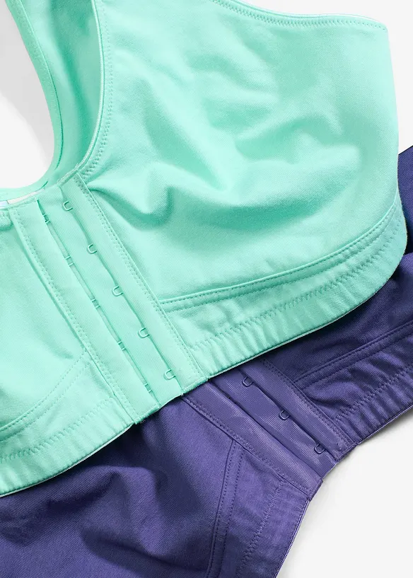 Lot de 2 soutiens-gorge coton sans armatures à fermeture devant, bonprix