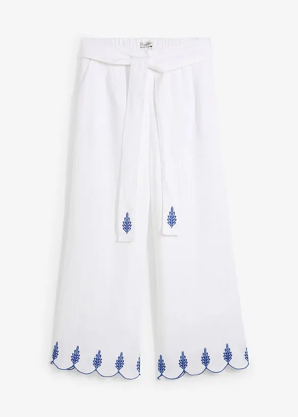 Jupe-culotte en lin avec ceinture (ens. 2 pces), bonprix