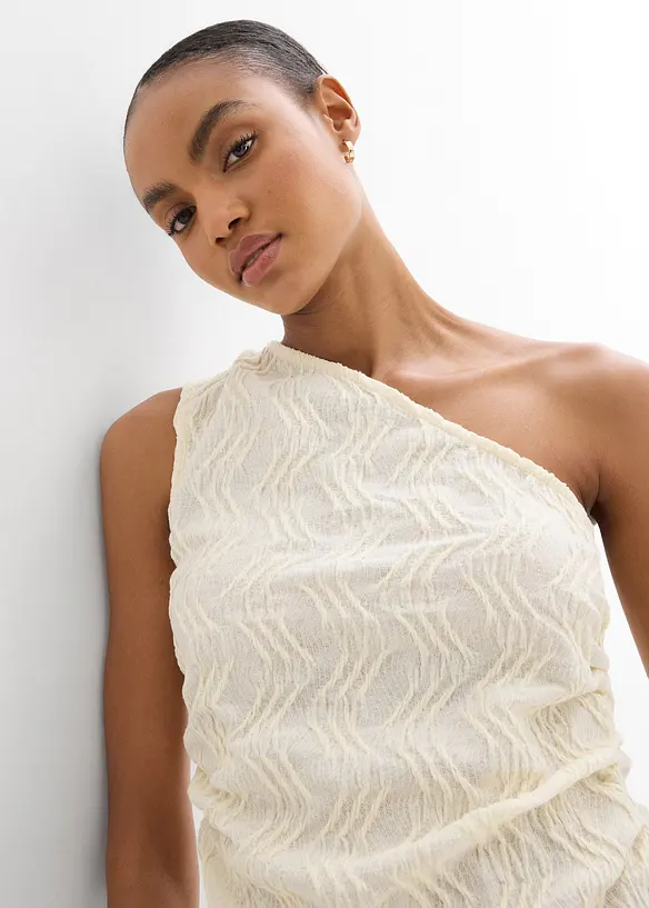 Top asymétrique en matière texturée, bonprix