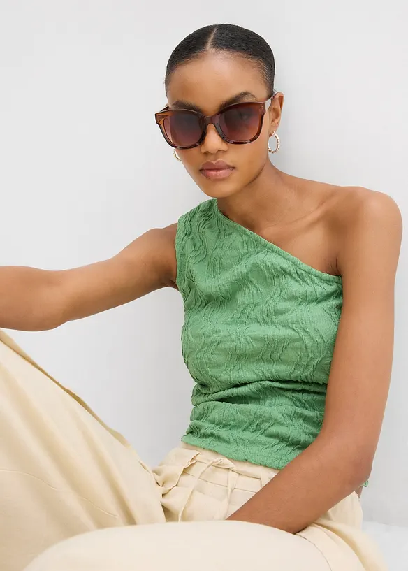 Top asymétrique en matière texturée, bonprix