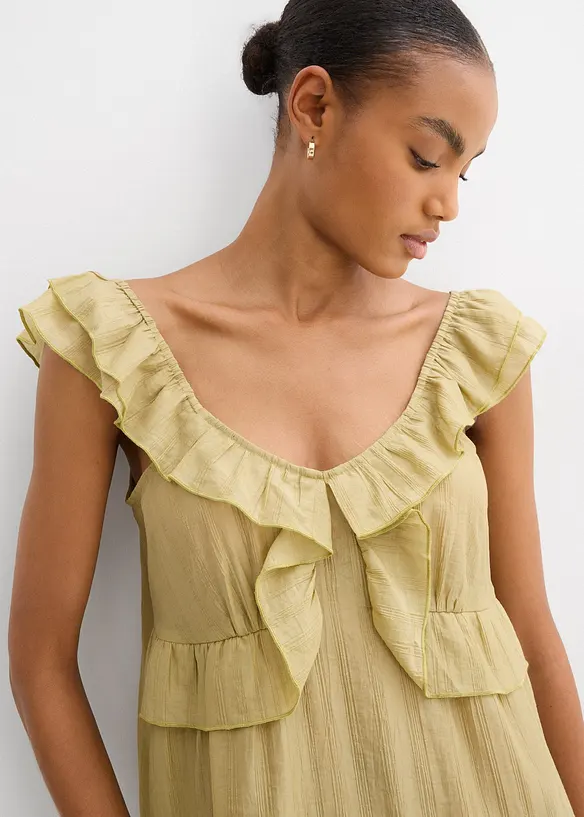 Robe courte et transparente à volants, bonprix