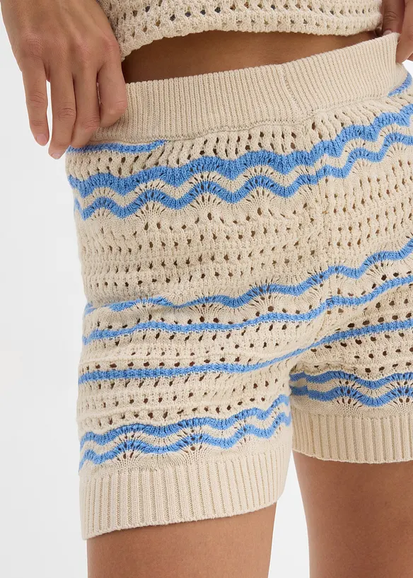 Short en maille aérienne coton et lin, bonprix