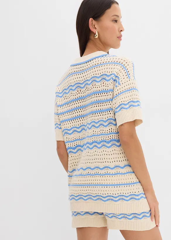 T-shirt oversize en maille légère coton et lin, bonprix