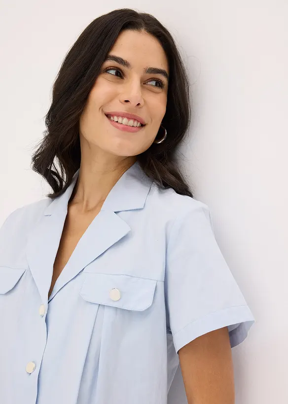 Chemisier cropped à manches courtes en popeline de coton, bonprix