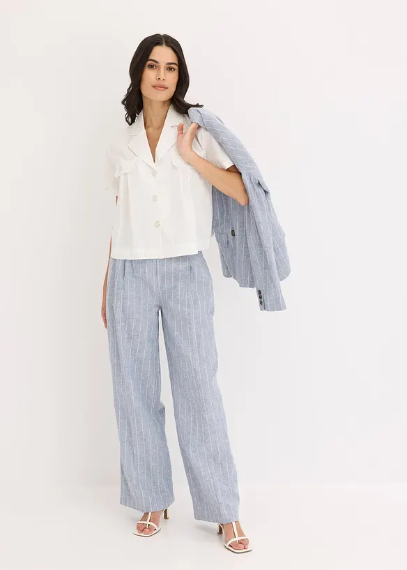 Chemisier cropped à manches courtes en popeline de coton, bonprix