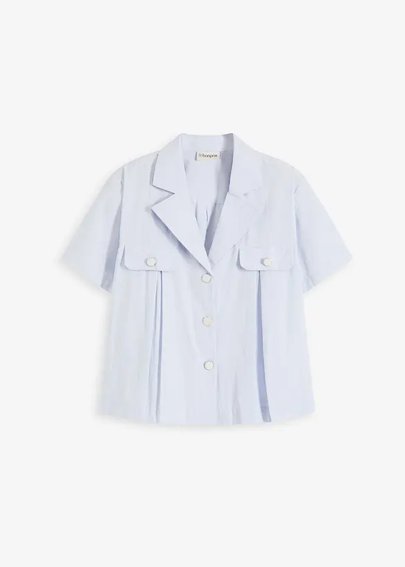 Chemisier cropped à manches courtes en popeline de coton, bonprix