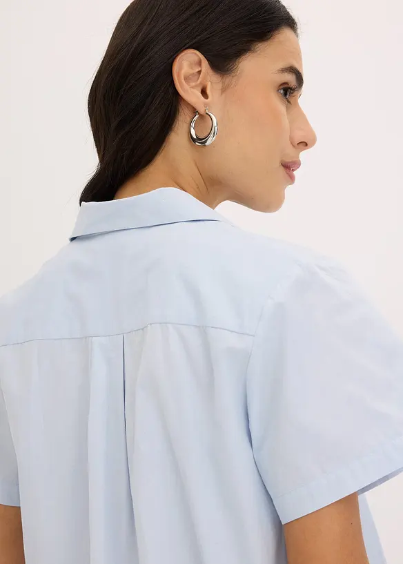 Chemisier cropped à manches courtes en popeline de coton, bonprix