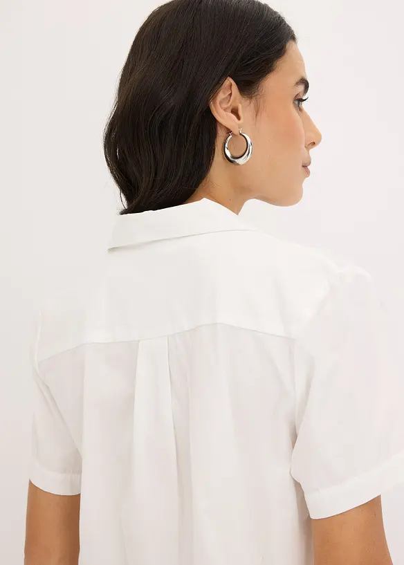 Chemisier cropped à manches courtes en popeline de coton, bonprix