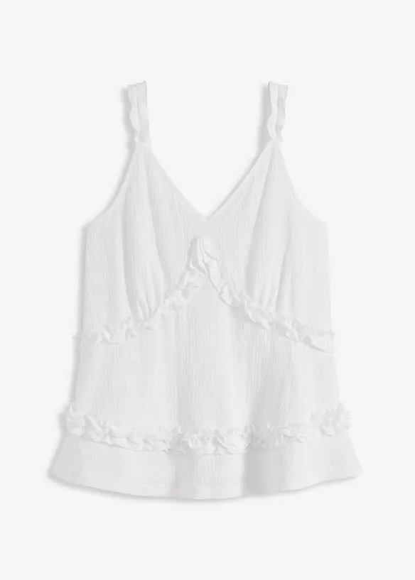 Top volanté à fines bretelles, bonprix