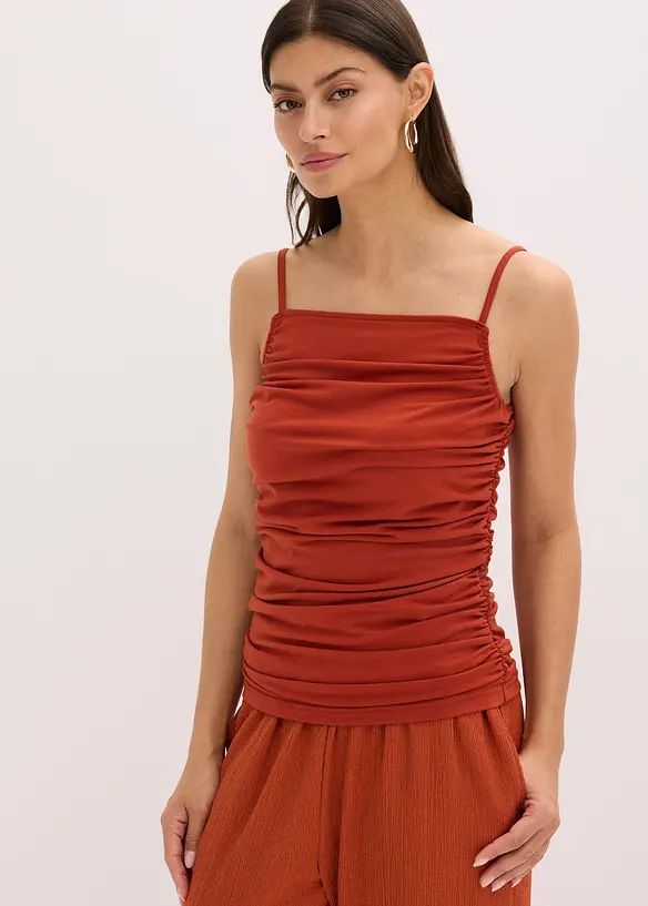 Top froncé à fines bretelles, bonprix