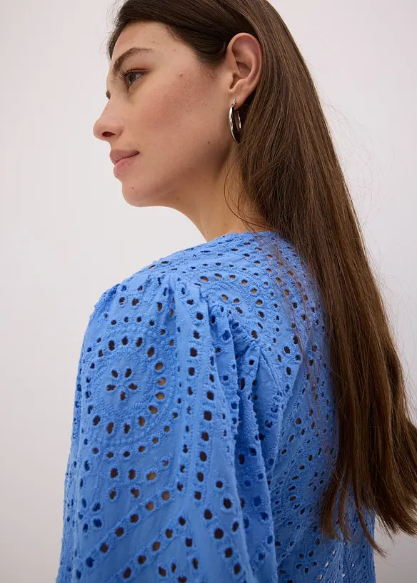 Blouse en broderie anglaise à manches bouffantes, bonprix