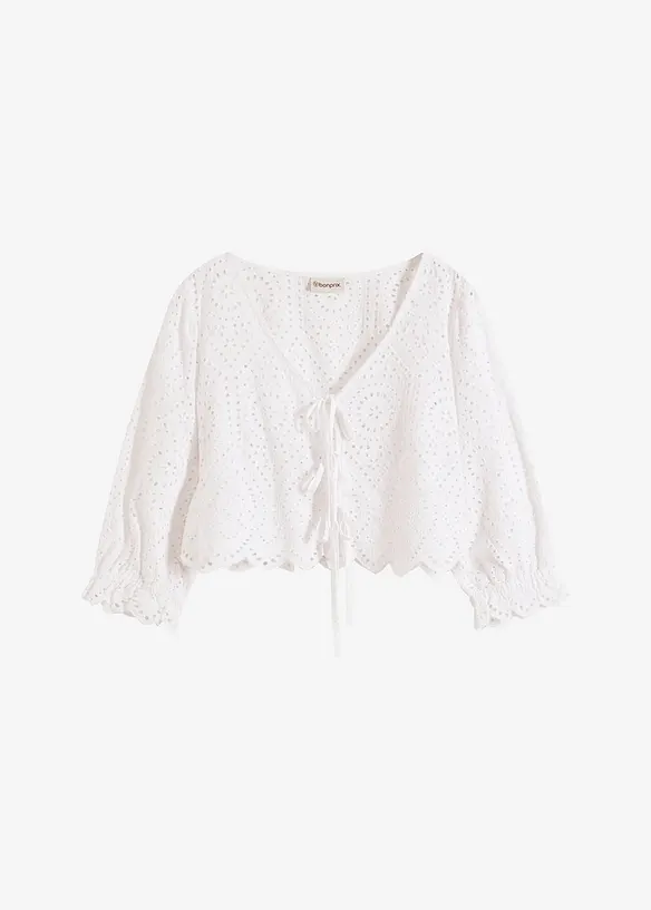 Blouse en broderie anglaise à manches bouffantes, bonprix