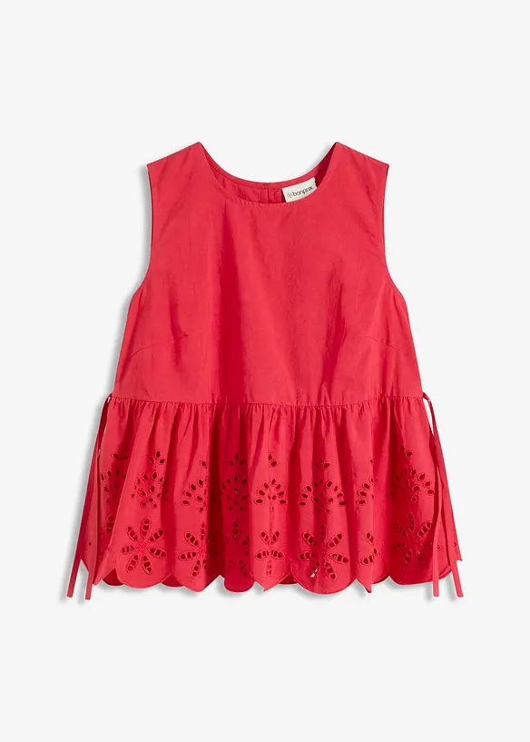 Blouse sans manches avec broderies anglaises, fendue sur les côtés, bonprix