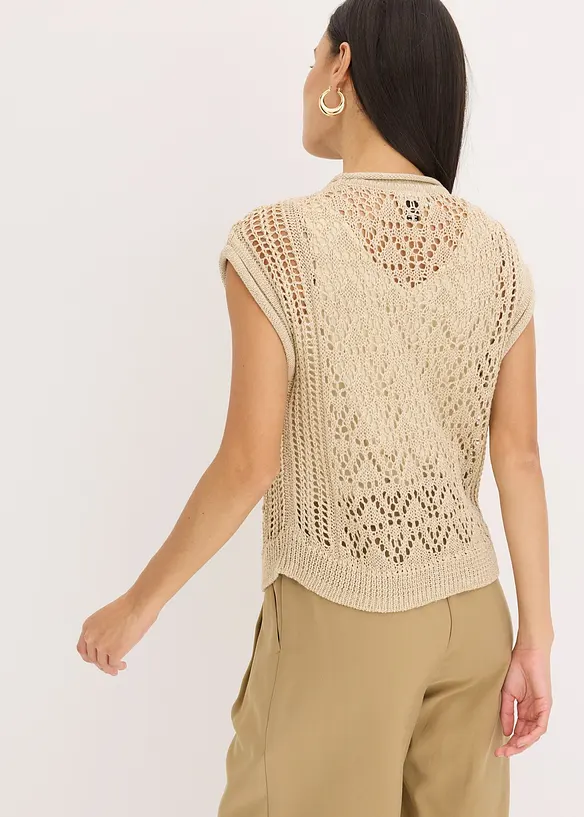 Gilet sans manches en maille ajourée, bonprix