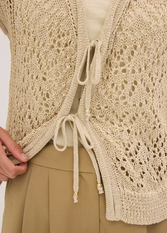 Gilet sans manches en maille ajourée, bonprix