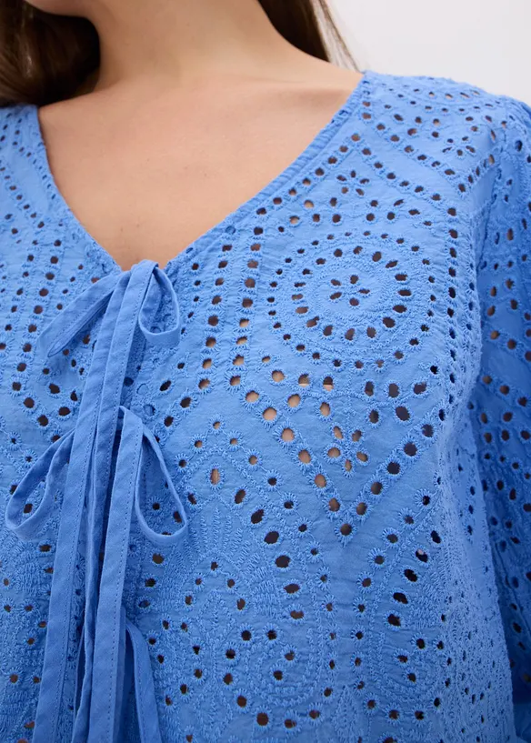 Blouse en broderie anglaise à manches bouffantes, bonprix