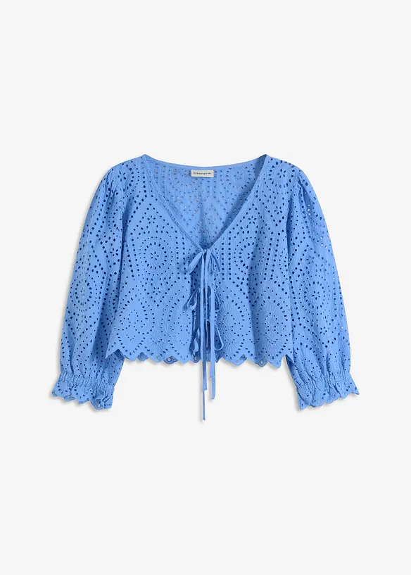 Blouse en broderie anglaise à manches bouffantes, bonprix