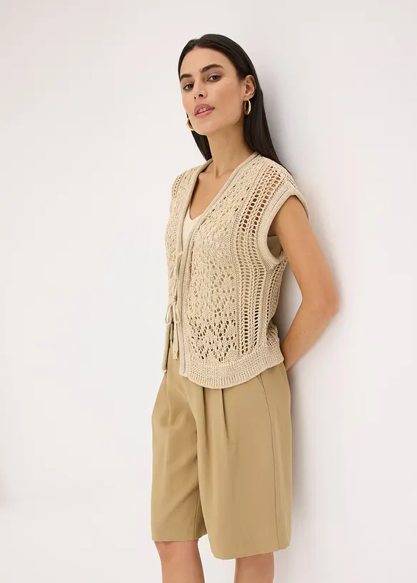 Gilet sans manches en maille ajourée, bonprix