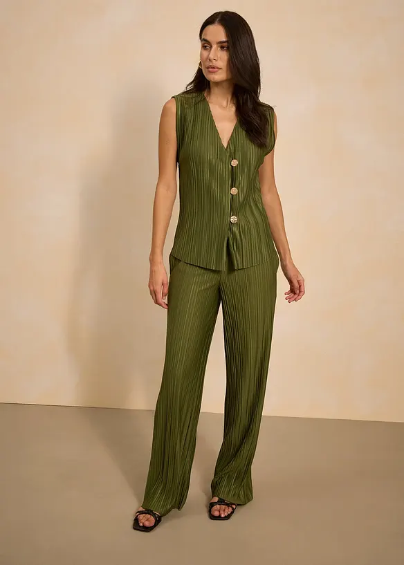 Pantalon en jersey pliss&eacute;, bonprix