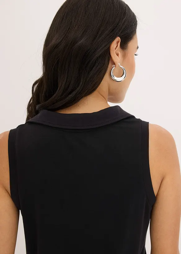 Top col polo en maille piquée viscose, bonprix