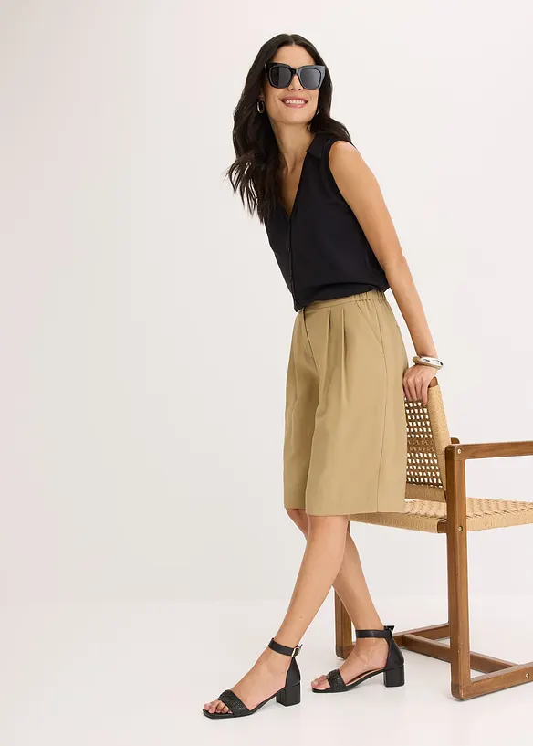 Top col polo en maille piquée viscose, bonprix