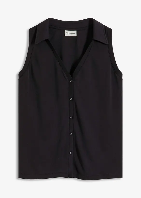 Top col polo en maille piquée viscose, bonprix